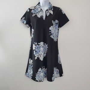 R Wear Rampage Clothing Black Floral Dress Size 5 Pointed Collar Y2K Whimsigoth
